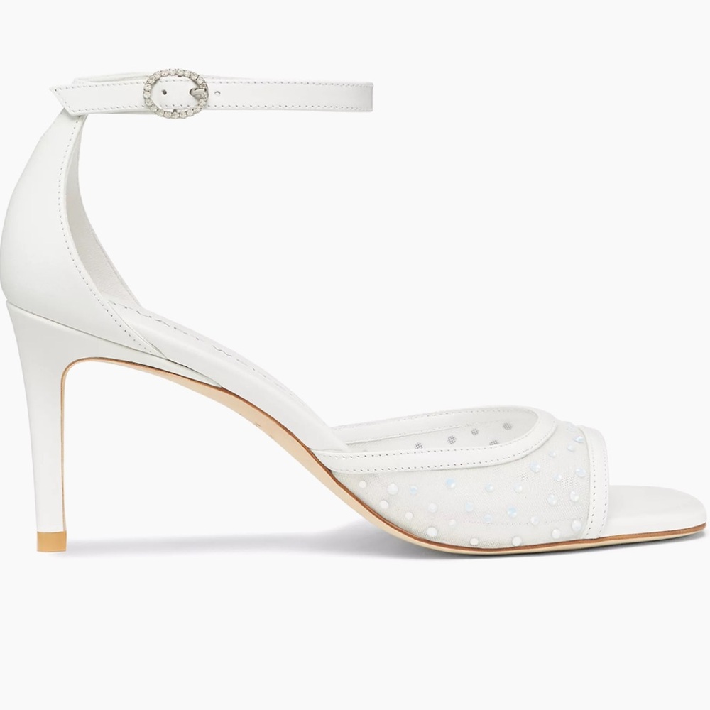 🌹STUART WEITZMAN 🌹 Nudistia Crystal Mesh Ankle-Strap Sandals Size: 6B - Picture 2 of 12